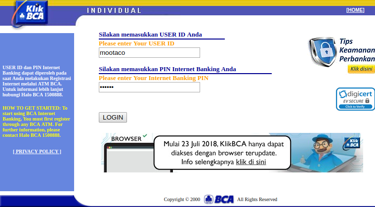 internet banking KlikBCA